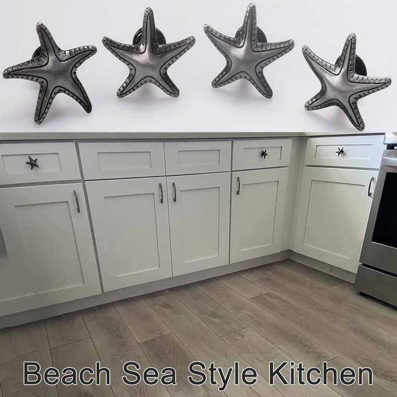 KYIEN 12Pcs Nautical Beach Sea Style Themed Starfish Shape Cabinet Knobs Furniture Decorative Pulls Drawer Knobs Dresser Handles Cabinet Decoration Pulls - Image 3